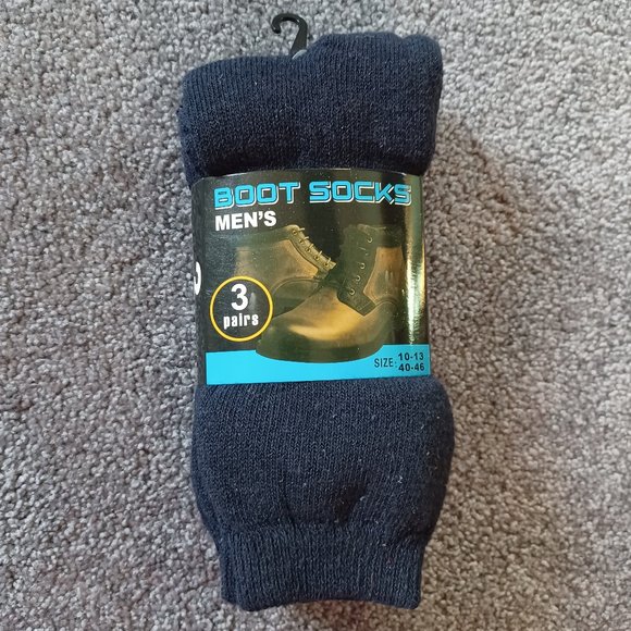 Men’s Boot Socks Size 10-13 Gray Pair & 2 Dark Blue - Picture 1 of 4